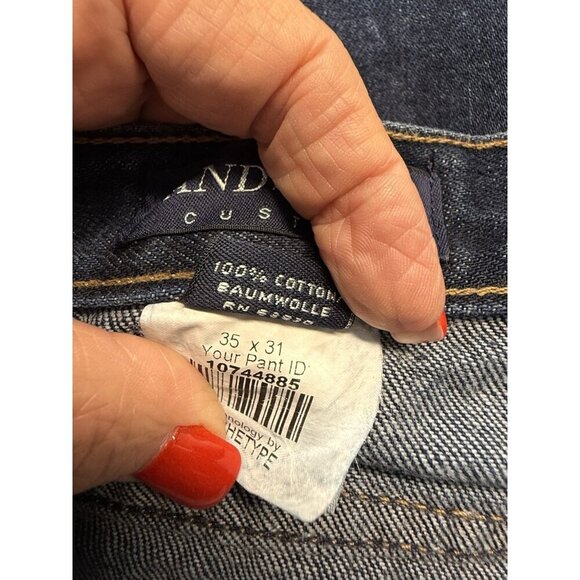 Lands End Mens Square Rigger Jeans~Size 35 x 31~Blue Dark Wash Straight ~ L14 27 - Picture 9 of 9